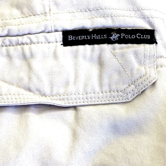 White Cargo Shorts Beverly Hills Polo Club 39 40 Mens Cotton Denim Chino Preppy - Picture 9 of 13